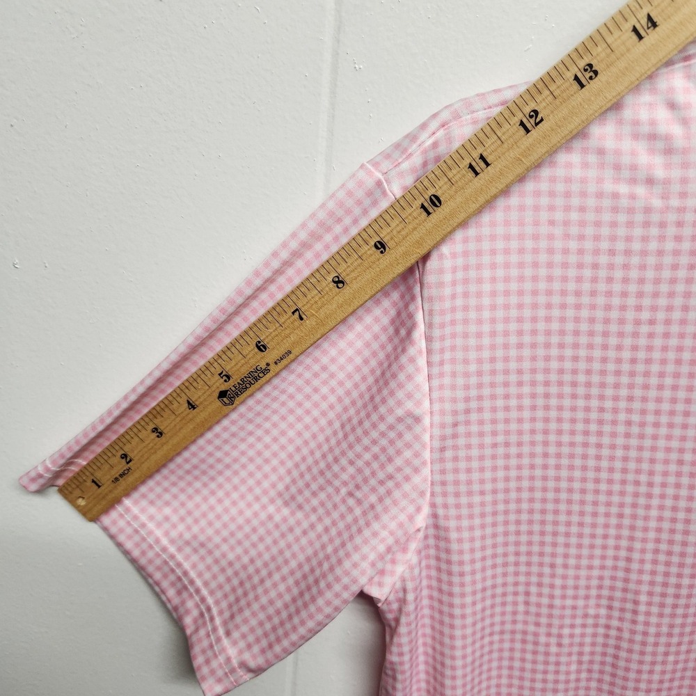 Collars & Co. Polo Shirt Mens Large Pink Dress Collar Gingham Golf Polyester - Picture 7 of 9
